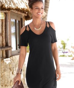 Cold-Shoulder Dress - Black