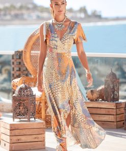 Wrap Maxi Dress - Orange Multi