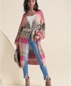 Mixed Print Belted Duster - Pink Multi