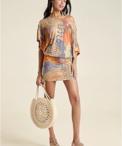 Banded Convertible Dress - Orange Multi