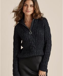 Quarter Zip Sweater - Black