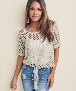 Cotton Open Knit Sweater - Cream