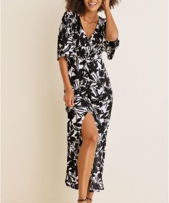 Twist Front Maxi Dress - Exotic Shadow Floral