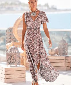 Wrap Maxi Dress - Cream Multi