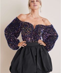Sequin Off-The-Shoulder Top - Multi